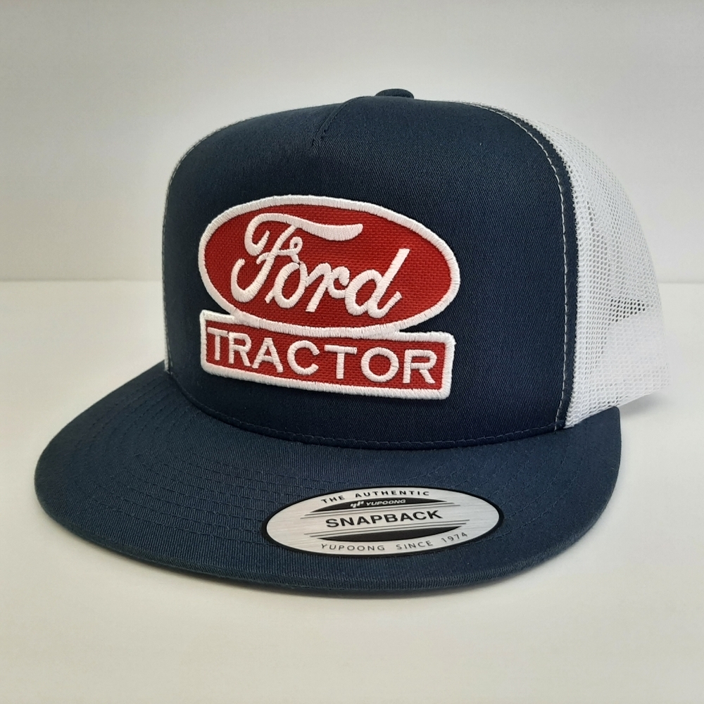 Ford Tractor Embroidered Patch Flat Bill Mesh Trucker Snapback cap hat